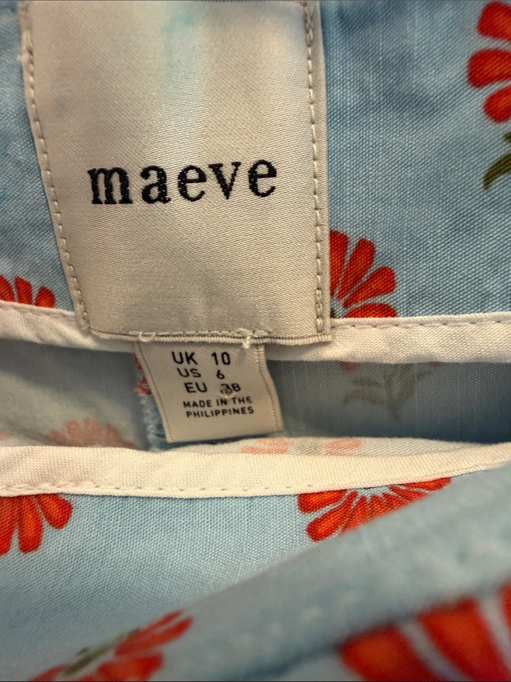 Maeve Light Blue High-Waist Floral Button Shorts - Picture 2 of 4